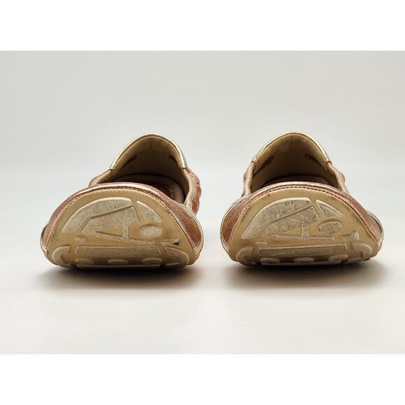 Prada Pink/Pewter Metallic Leather Elastic Loafer Flat Size 37.5 US 7 - Picture 8 of 15